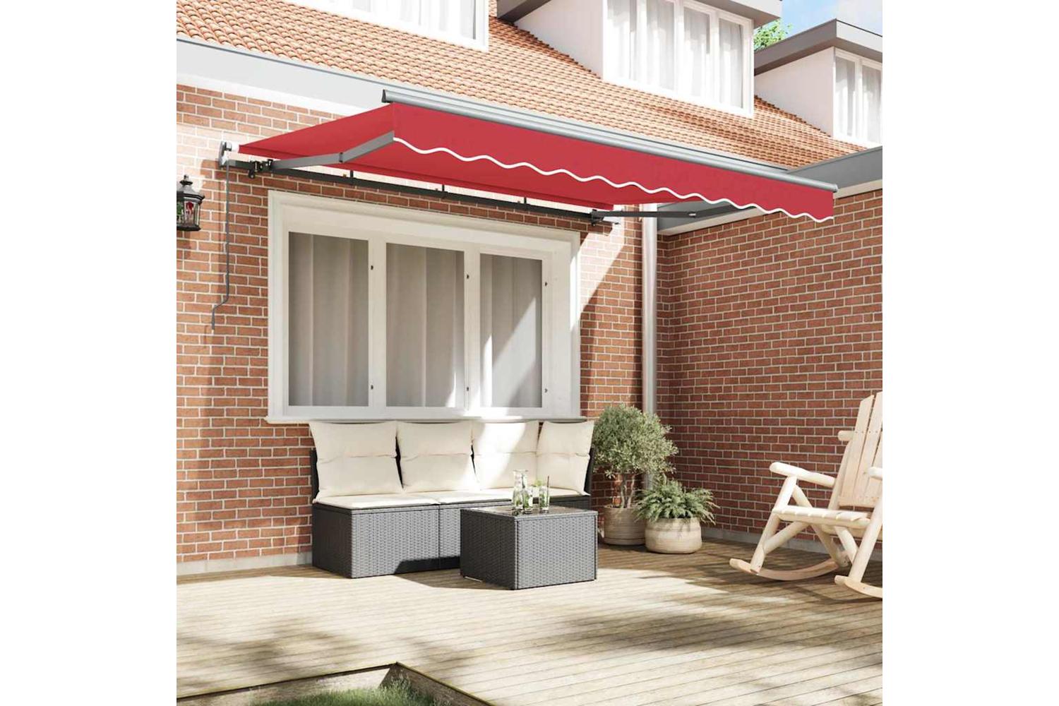 Vidaxl Retractable Awning Red 350 X 200 Cm Polyester And Aluminium-3