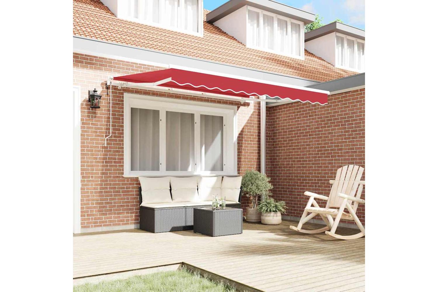 Vidaxl Retractable Awning Red 350 X 200 Cm Polyester And Aluminium-3