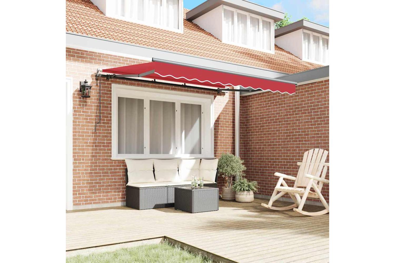 Vidaxl Retractable Awning Red 350 X 200 Cm Polyester And Aluminium-3