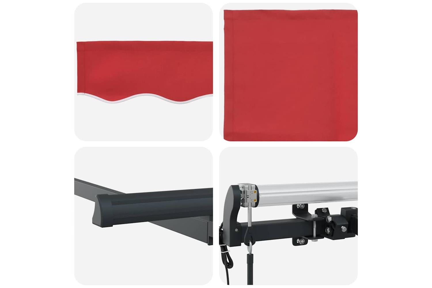 Vidaxl Retractable Awning Red 350 X 200 Cm Polyester And Aluminium-8