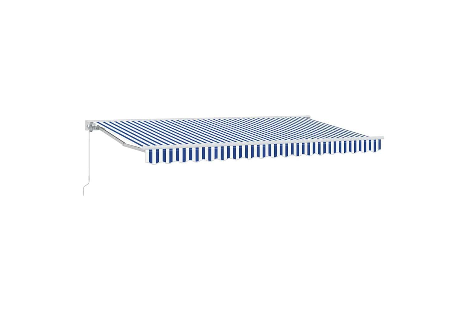 Vidaxl Retractable Awning Manual Blue And White 400x200 Cm Fabric-2