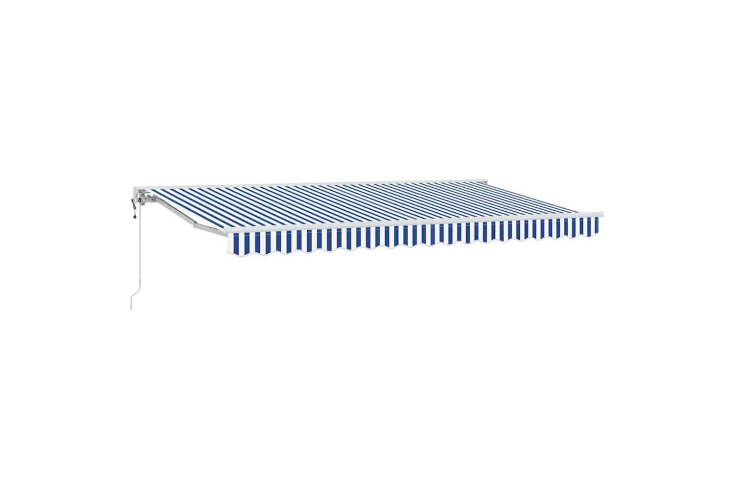 Vidaxl Retractable Awning Blue And White 400x200 Cm Fabric-2
