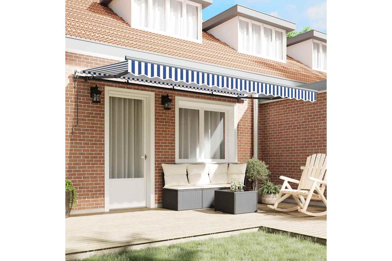 Vidaxl Retractable Awning Blue And White 400 X 200 Cm-3