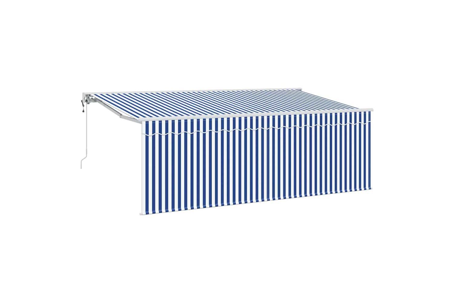 Vidaxl Retractable Awning Striped Blue And White 400 X 200 Cm Fabric-2