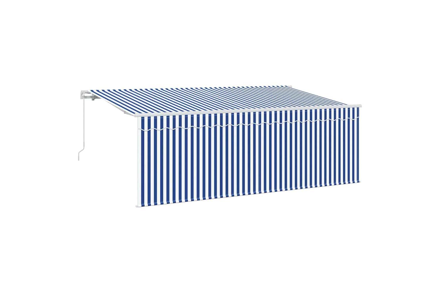 Vidaxl Retractable Awning Manual Blue And White 400 X 200 Cm Fabric-2