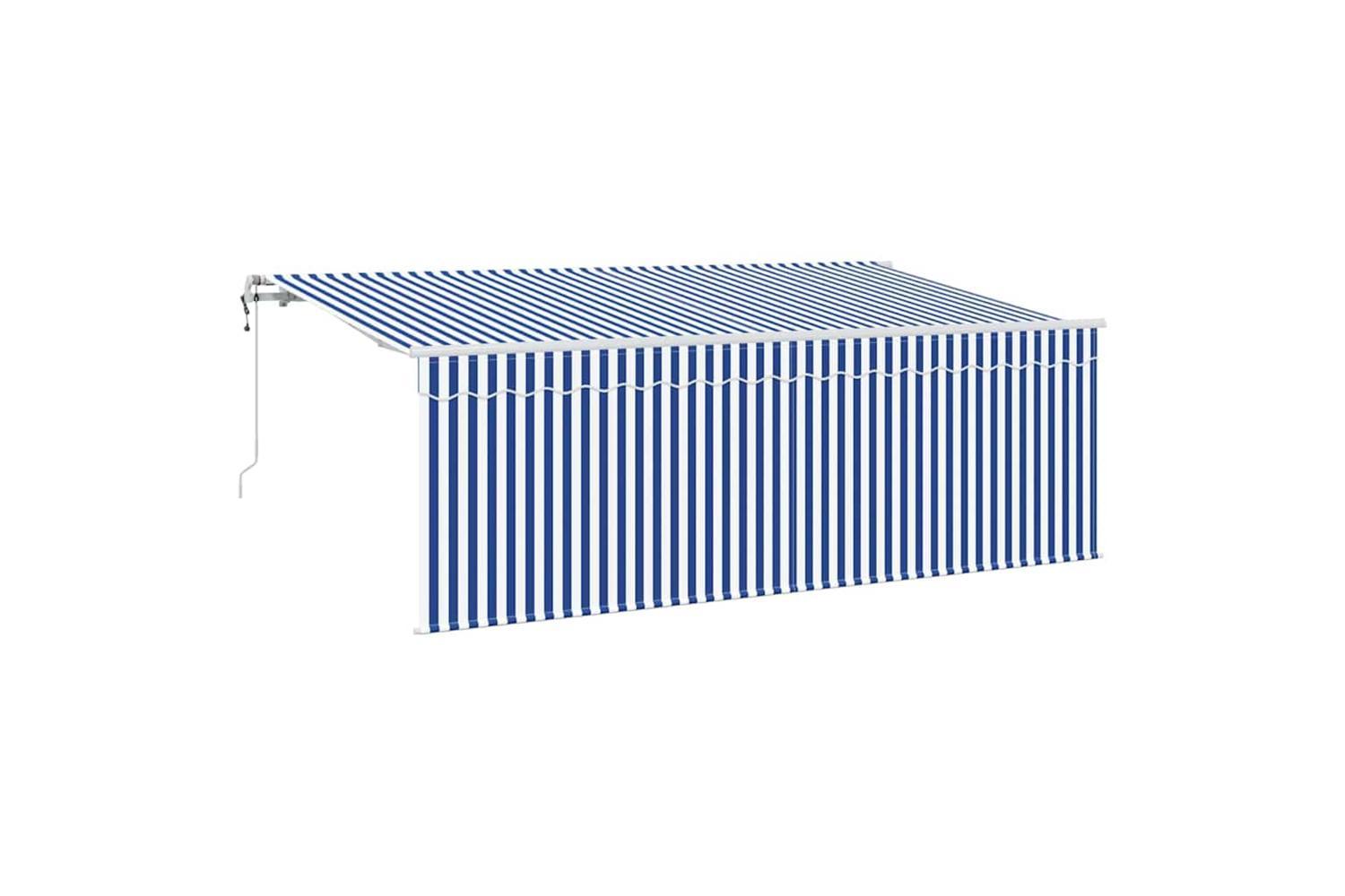 Vidaxl Retractable Awning Manual Blue And White 400 X 200 Cm Fabric-2