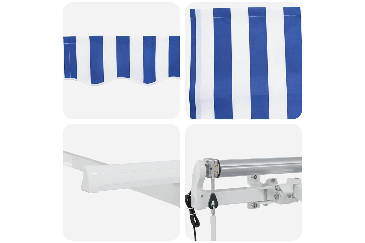 Vidaxl Retractable Awning Manual Blue And White 400 X 200 Cm Fabric-10
