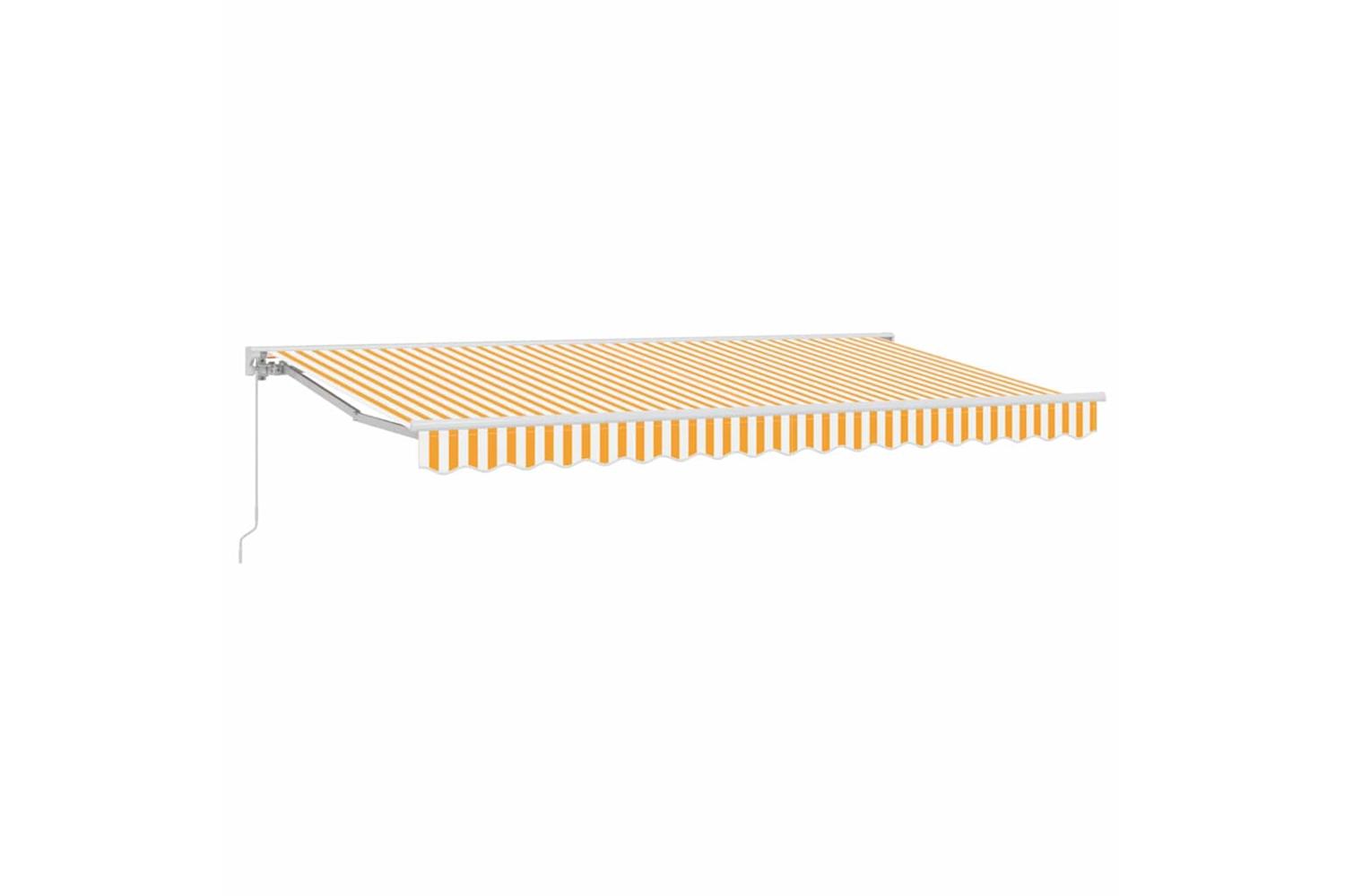 Vidaxl Retractable Awning Manual Yellow And White 400x200 Cm Fabric-2