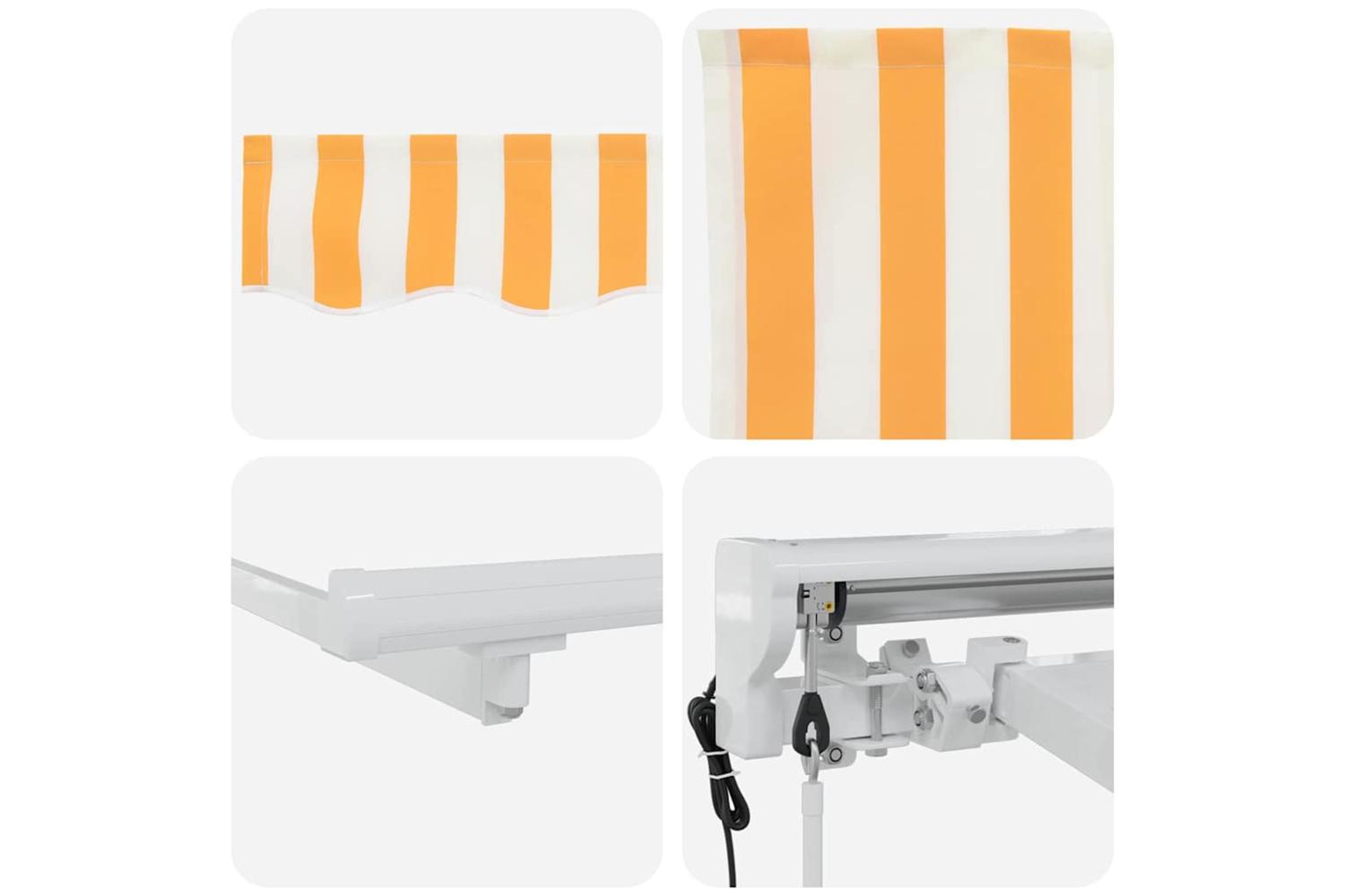 Vidaxl Retractable Awning Yellow And White 400x200 Cm Fabric-8