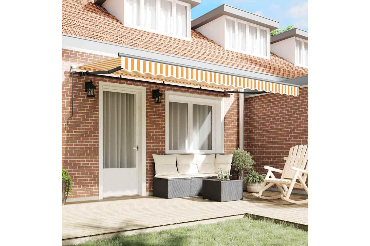 Vidaxl Retractable Awning Yellow And White 400 X 200 Cm-3
