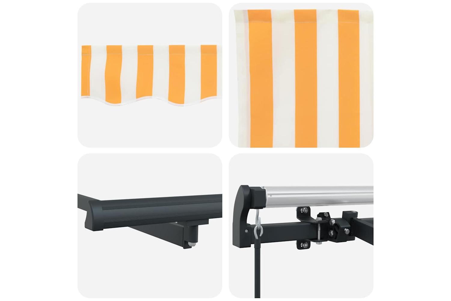 Vidaxl Retractable Awning Yellow And White 400 X 200 Cm-8