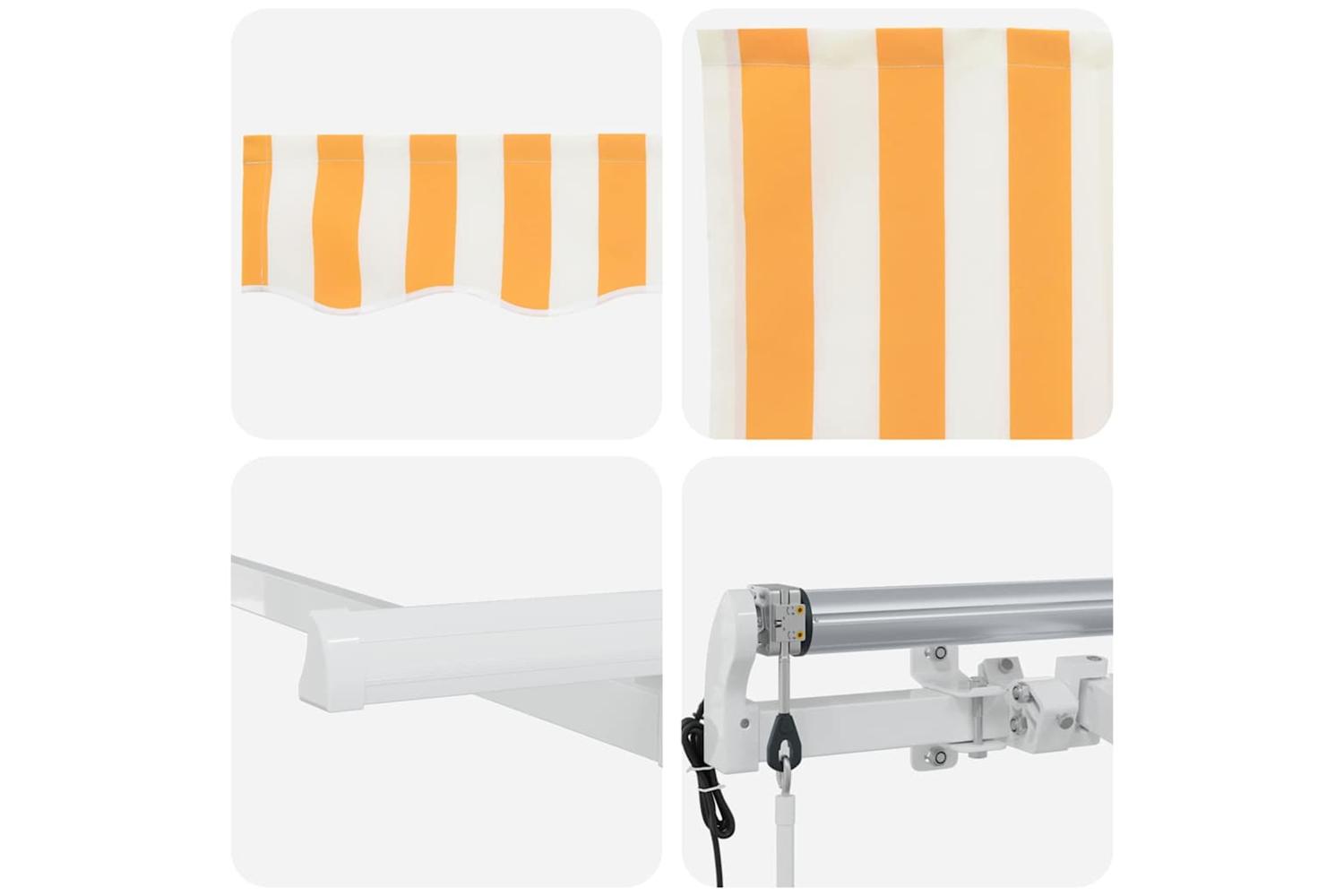 Vidaxl Retractable Awning Yellow And White 400 X 200 Cm-8