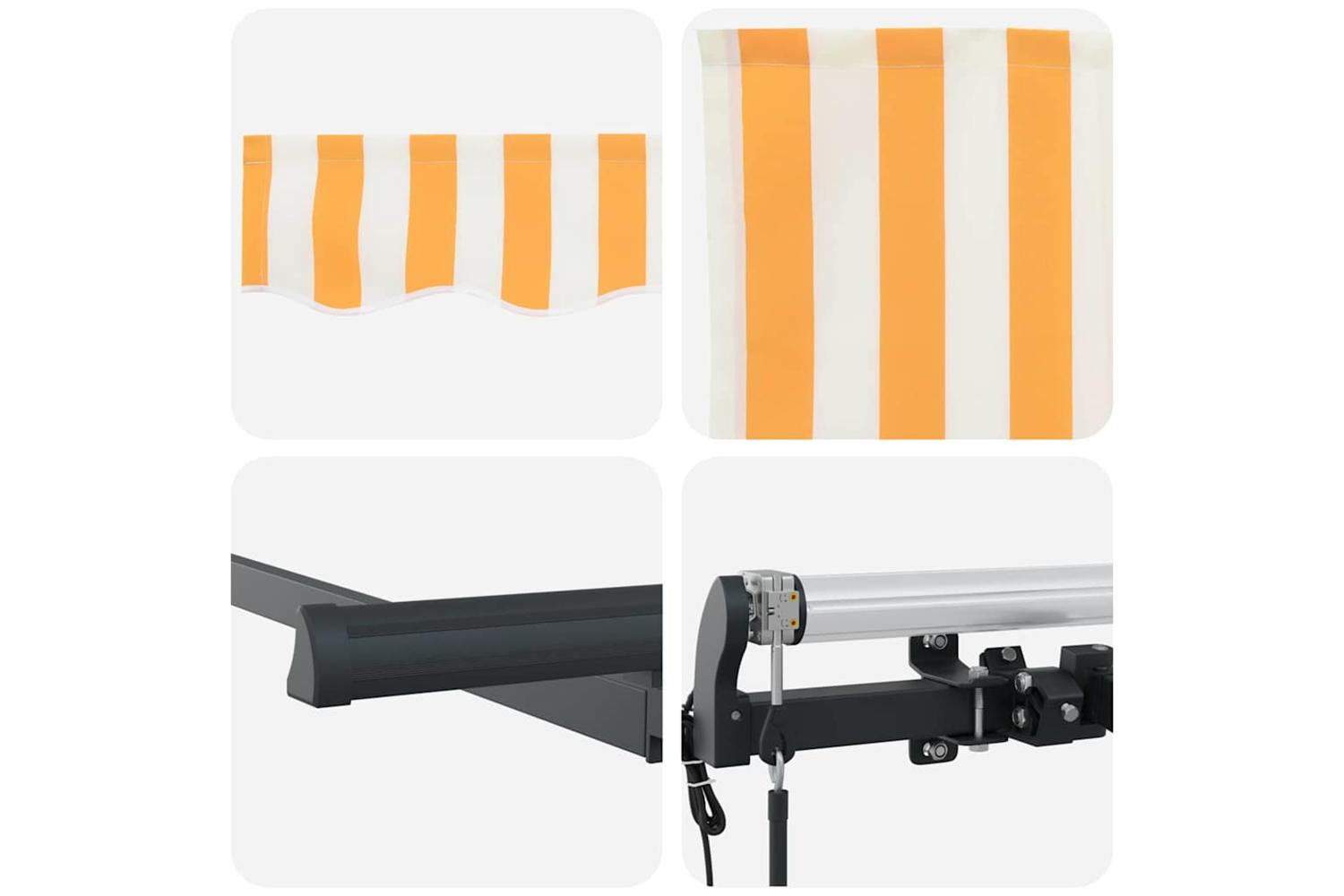 Vidaxl Retractable Awning Yellow And White 400 X 200 Cm-8