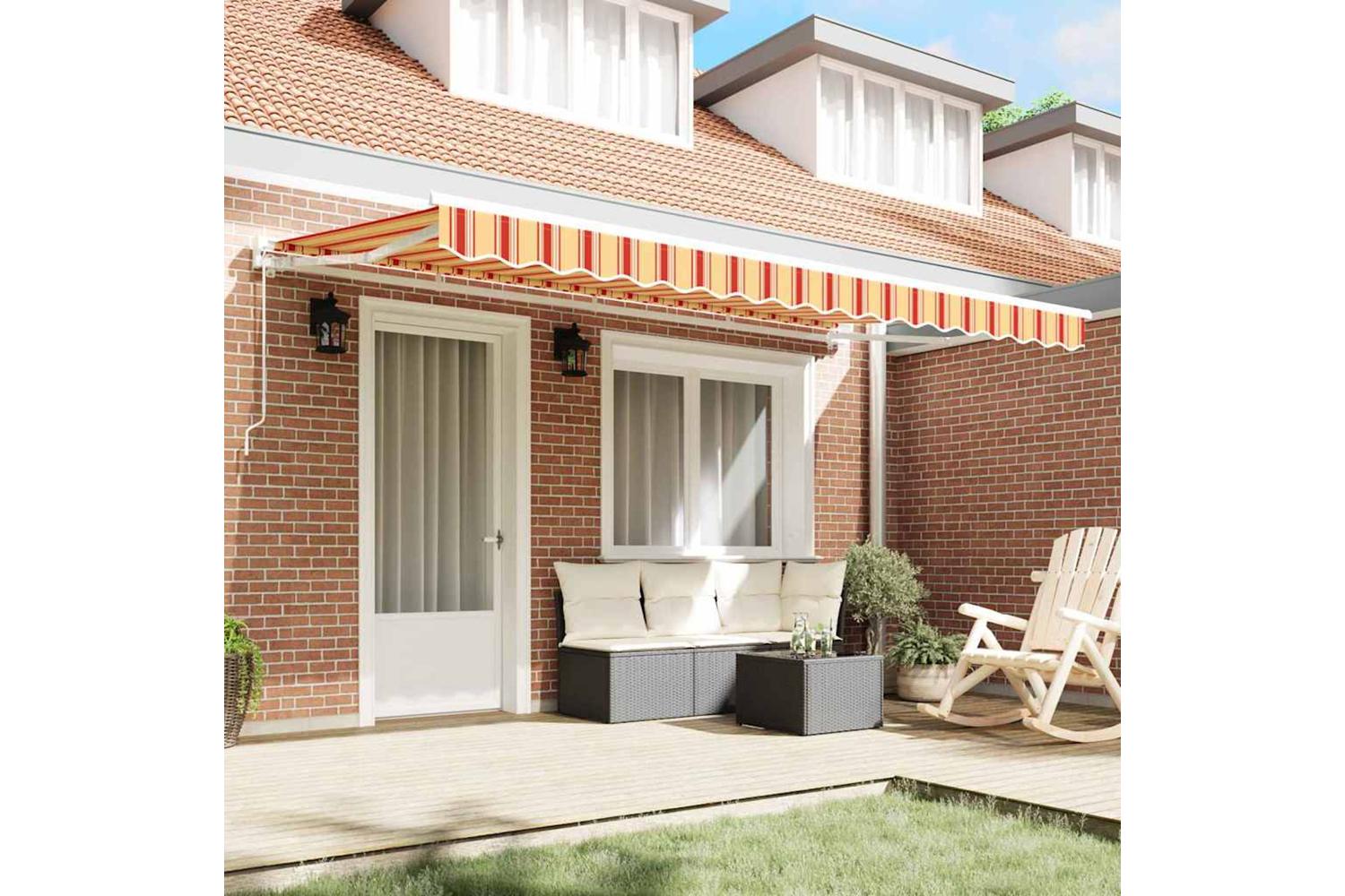 Vidaxl Retractable Awning Manual Multicolour Stripe 400x200 Cm Fabric-3