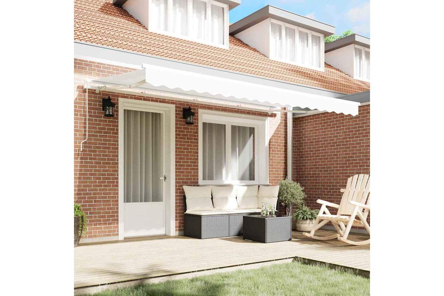 Vidaxl Retractable Awning White 400 X 200 Cm Polyester And Aluminium-3