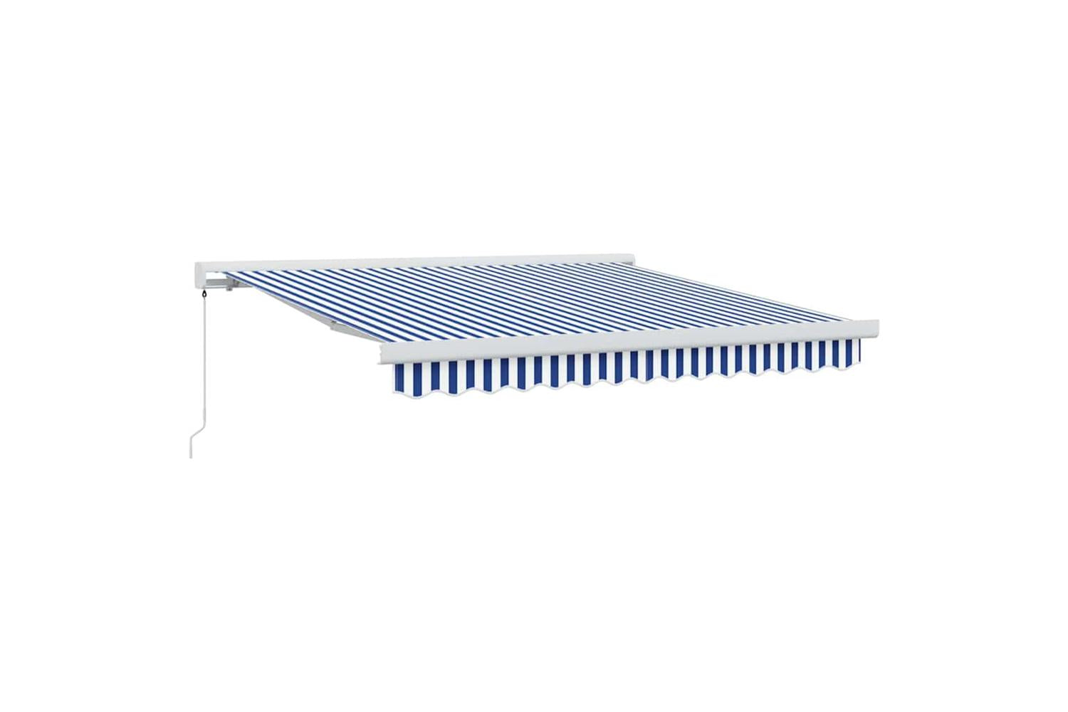 Vidaxl Retractable Awning Blue And White 300 X 250 Cm Fabric And Metal-2