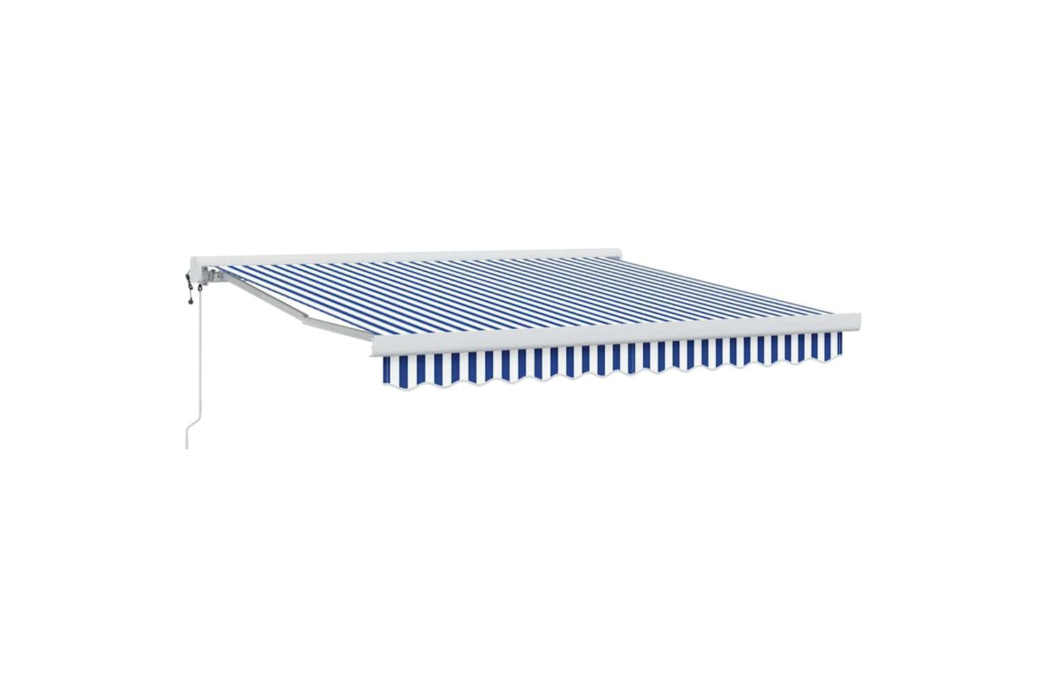 Vidaxl Retractable Awning Blue And White 300 X 250 Cm Fabric And Metal-2