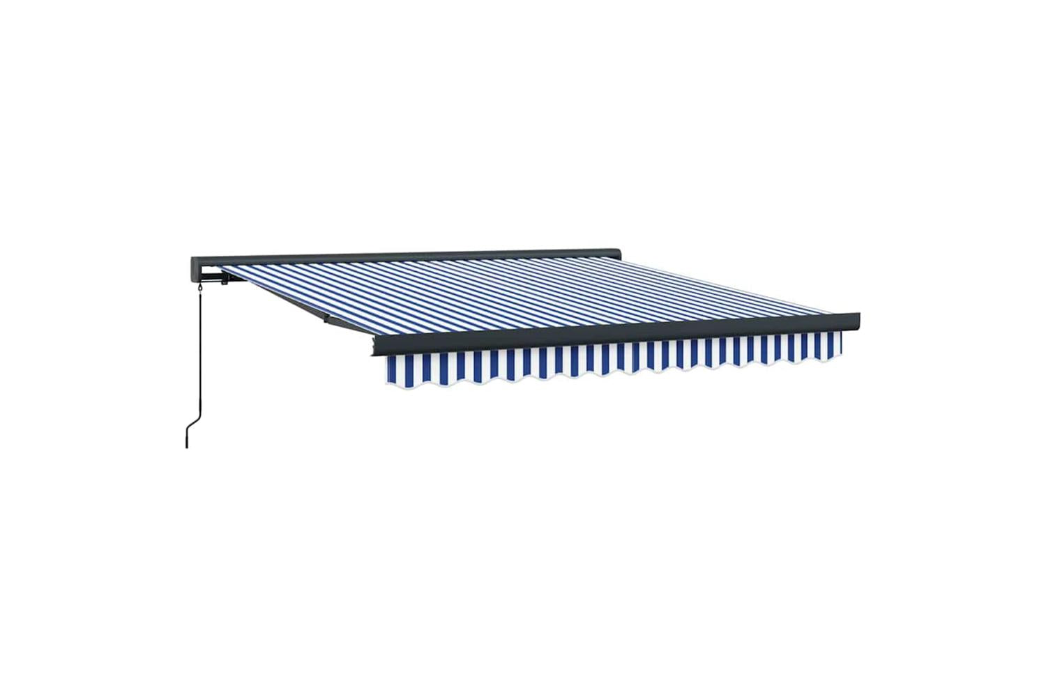 Vidaxl Retractable Awning Blue And White 300 X 250 Cm Fabric And Metal-2