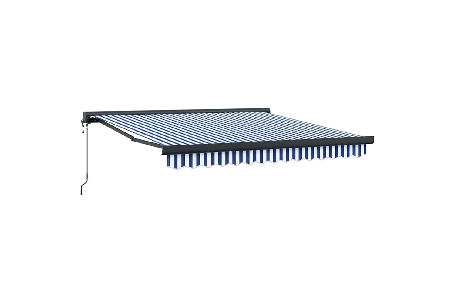 Vidaxl Retractable Awning Blue And White 300 X 250 Cm Fabric And Metal-2