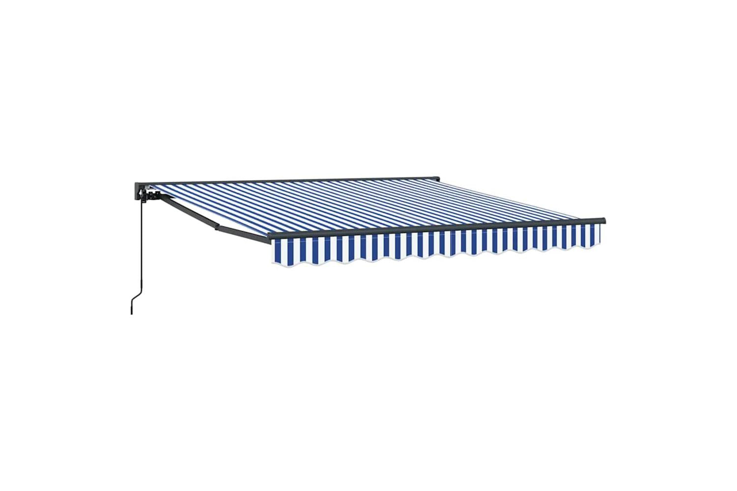 Vidaxl Retractable Awning Manual Blue And White 300x250 Cm Fabric-2