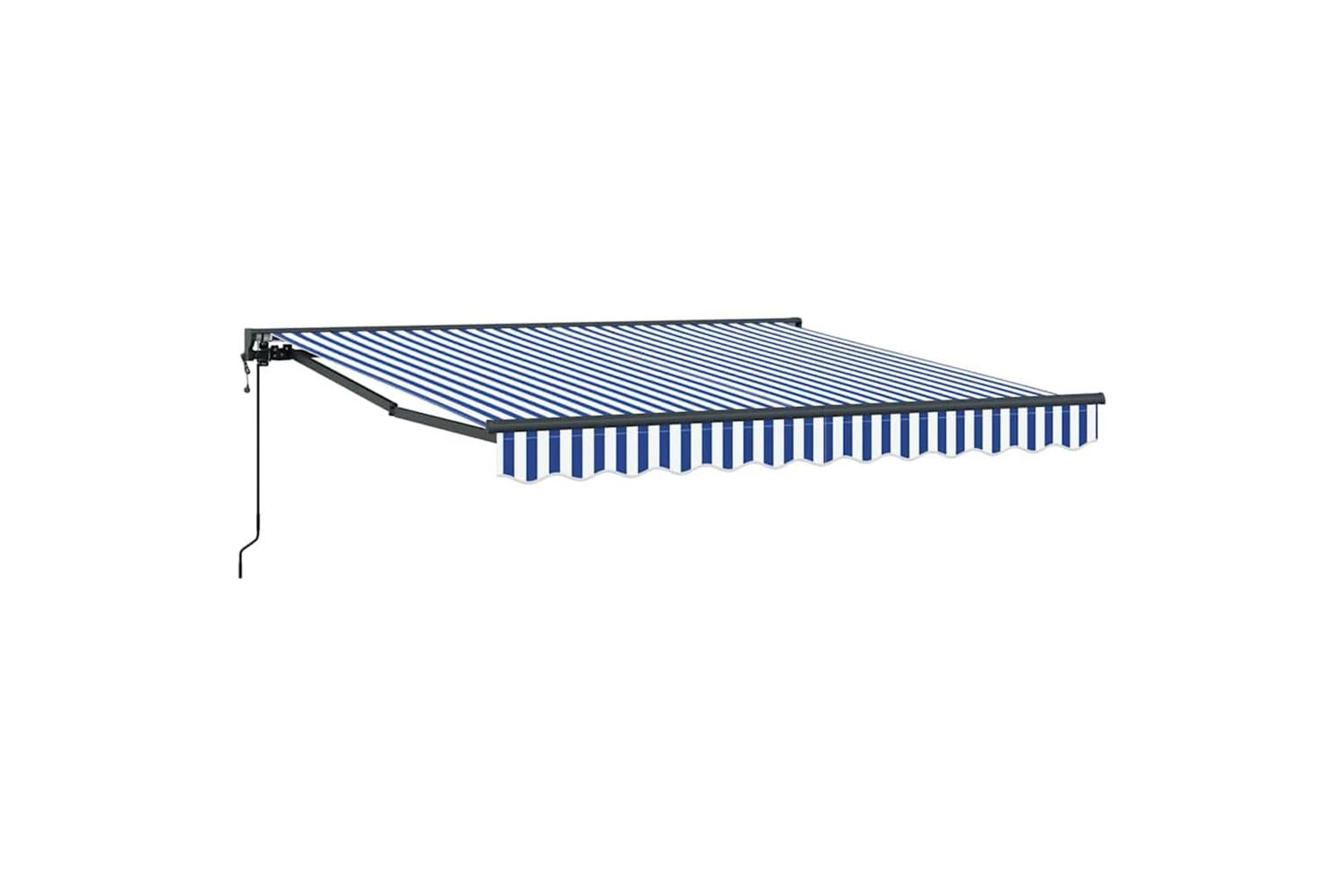 Vidaxl Retractable Awning Blue And White 300x250 Cm Fabric-2