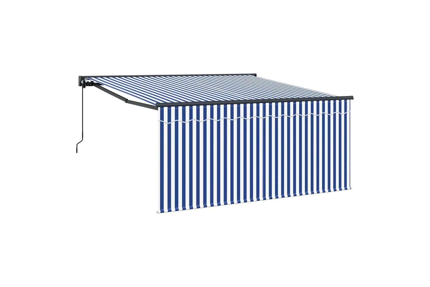 Vidaxl Retractable Awning Blue And White 300 X 250 Cm Fabric