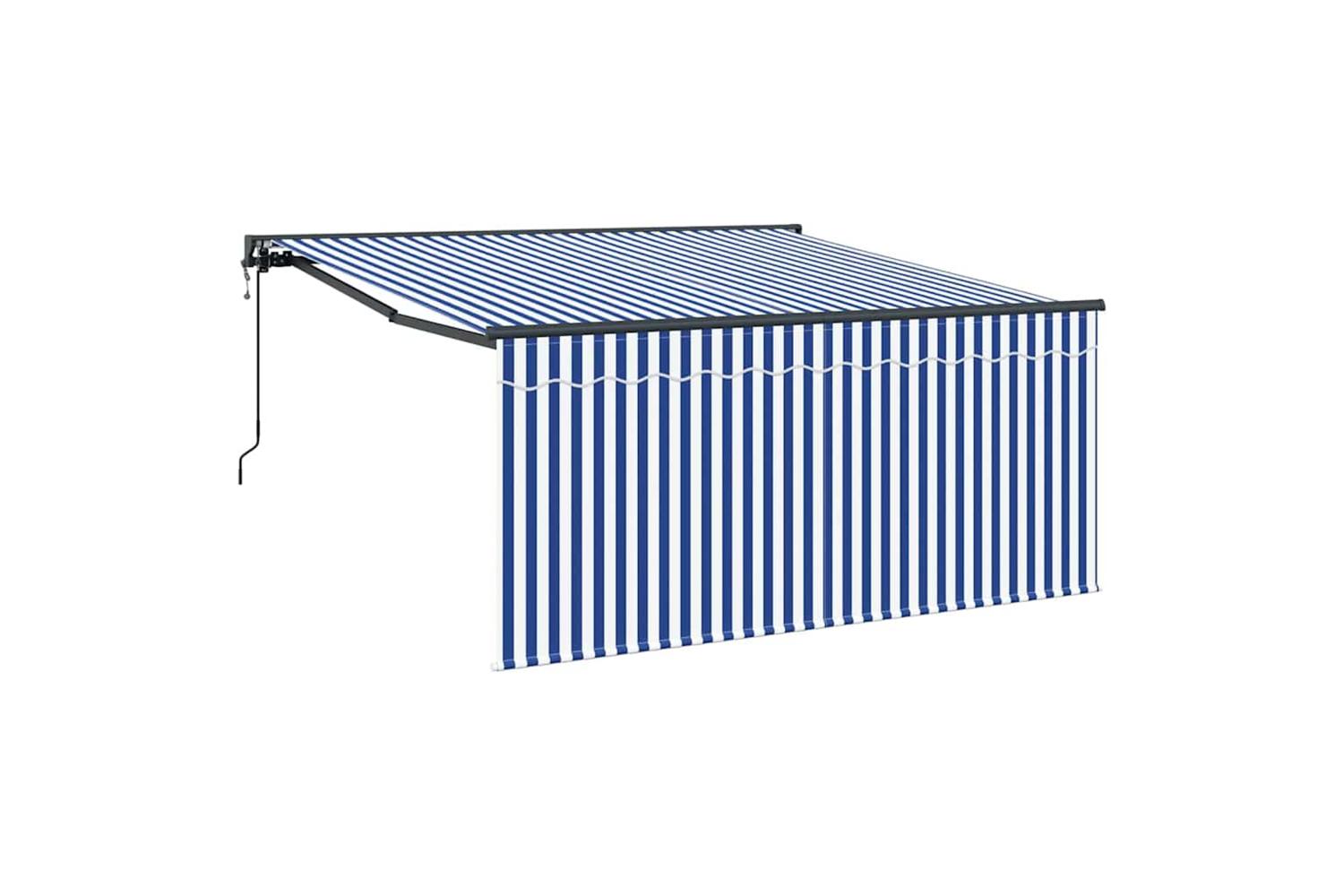 Vidaxl Retractable Awning Blue And White 300 X 250 Cm Fabric