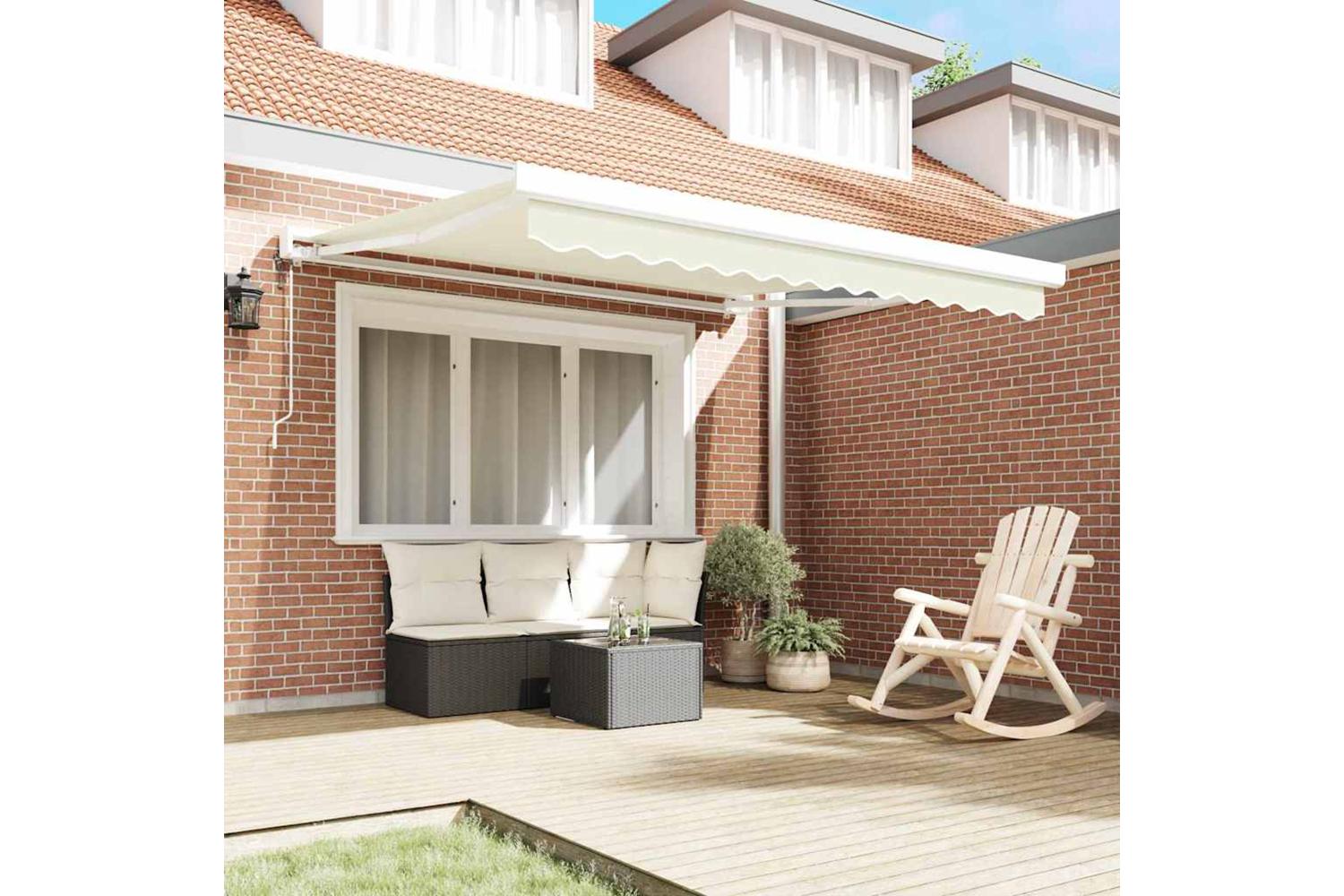 Vidaxl Retractable Awning Manual Cream 300 X 250 Cm Fabric And Metal-3