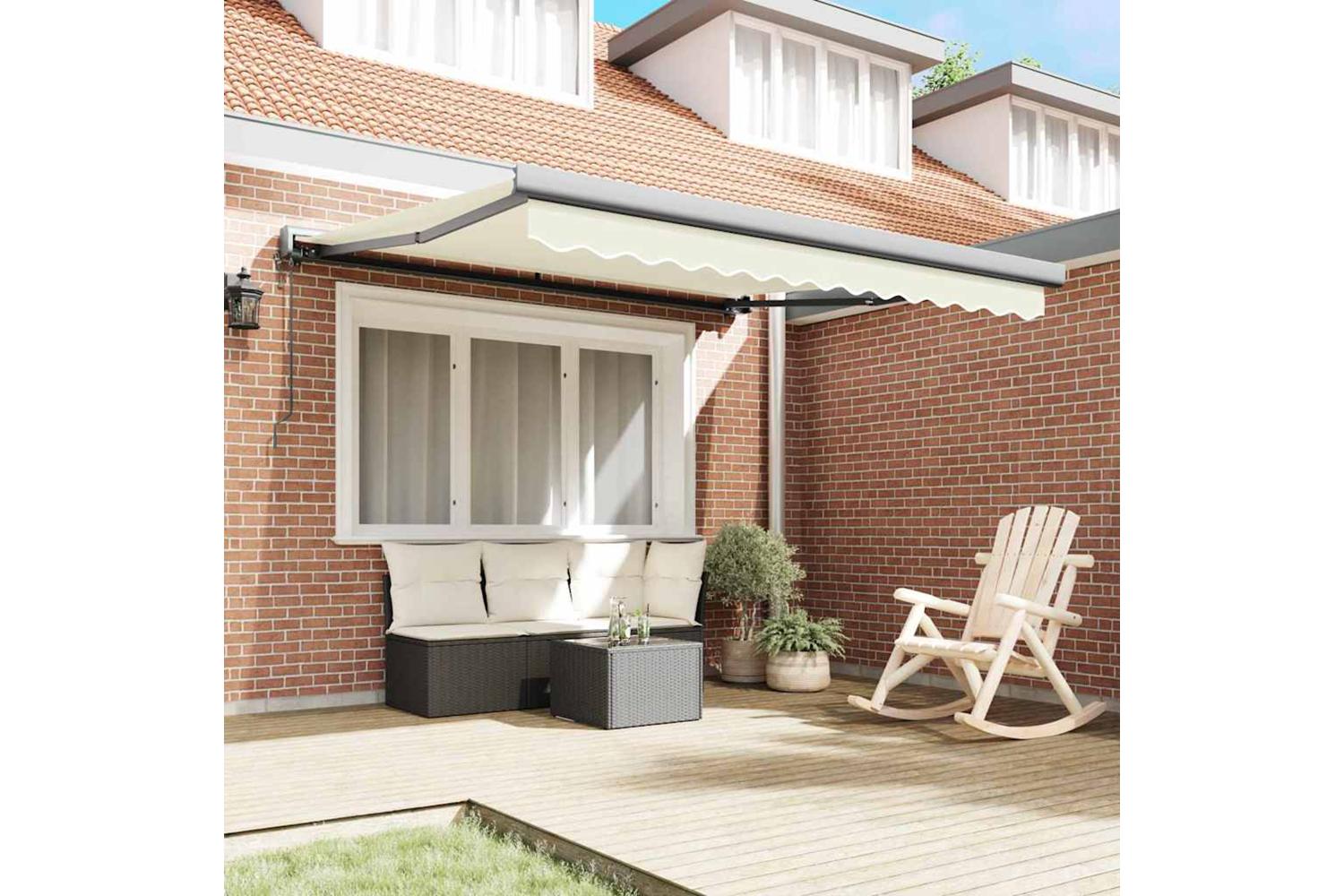Vidaxl Retractable Awning Manual Cream 300 X 250 Cm Fabric And Metal-3