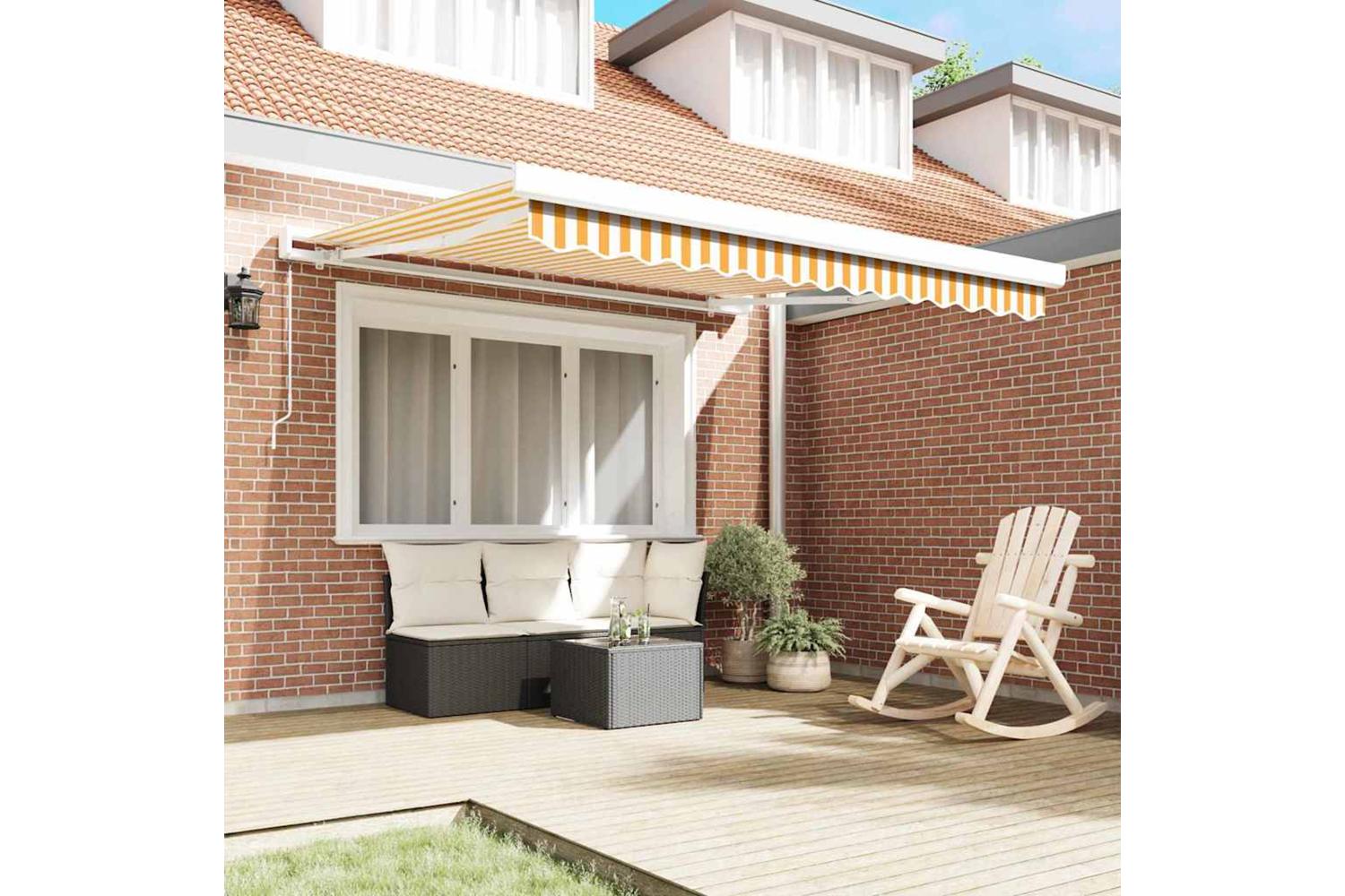 Vidaxl Retractable Awning Yellow And White 300 X 250 Cm-3