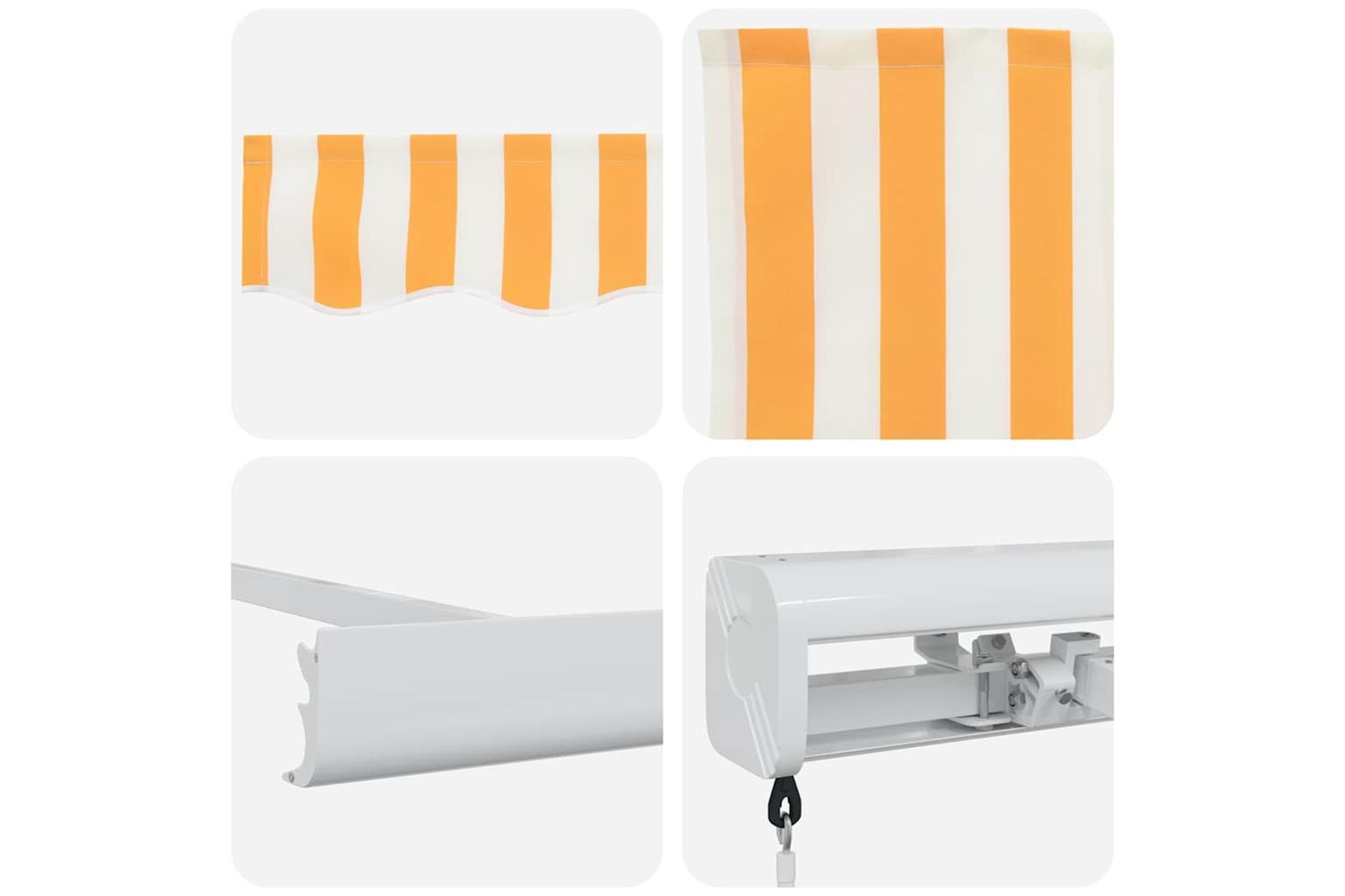 Vidaxl Retractable Awning Yellow And White 300 X 250 Cm-8