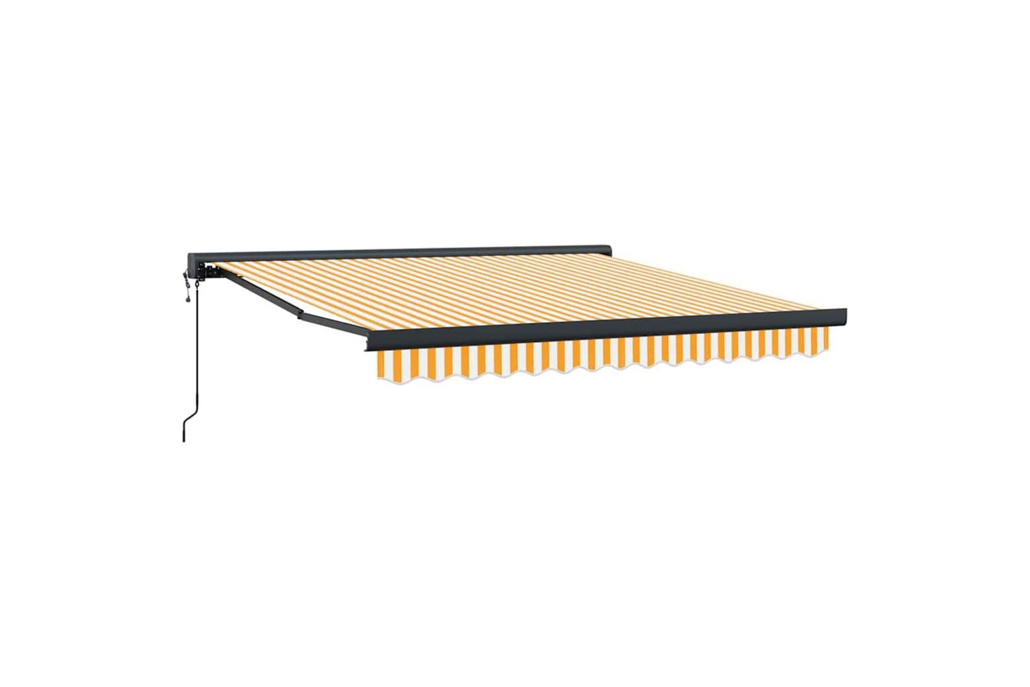 Vidaxl Retractable Awning Manual Yellow And White 300 X 250 Cm