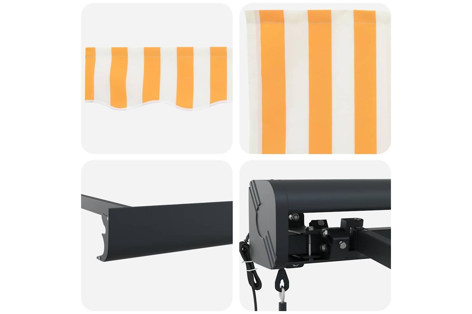 Vidaxl Retractable Awning Manual Yellow And White 300 X 250 Cm-8