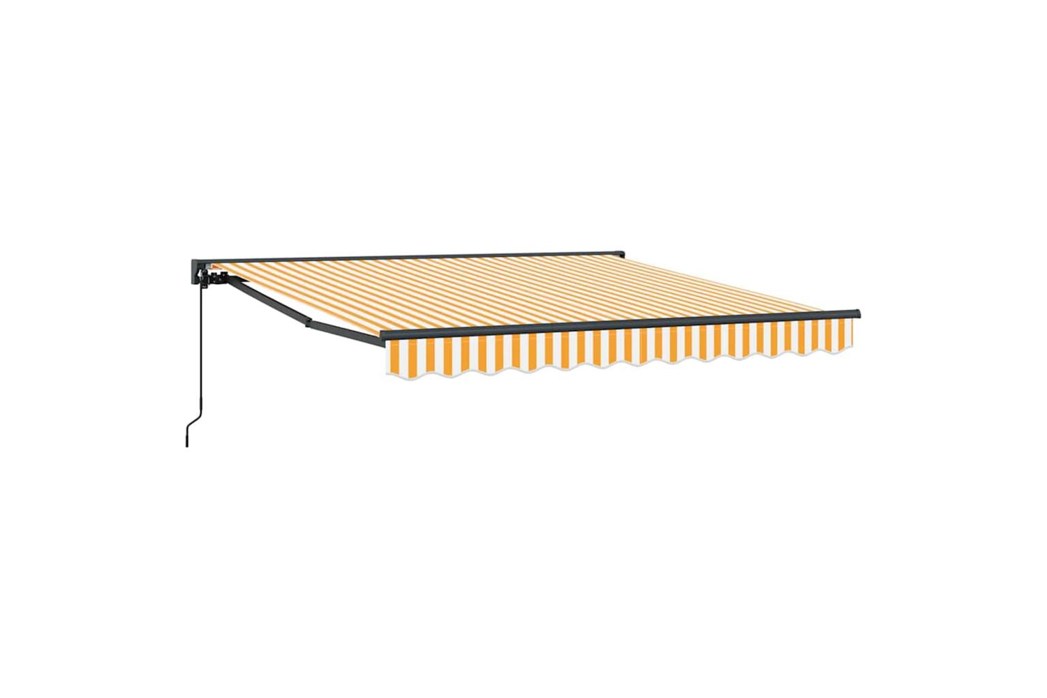 Vidaxl Retractable Awning Manual Yellow And White 300x250 Cm Fabric-2