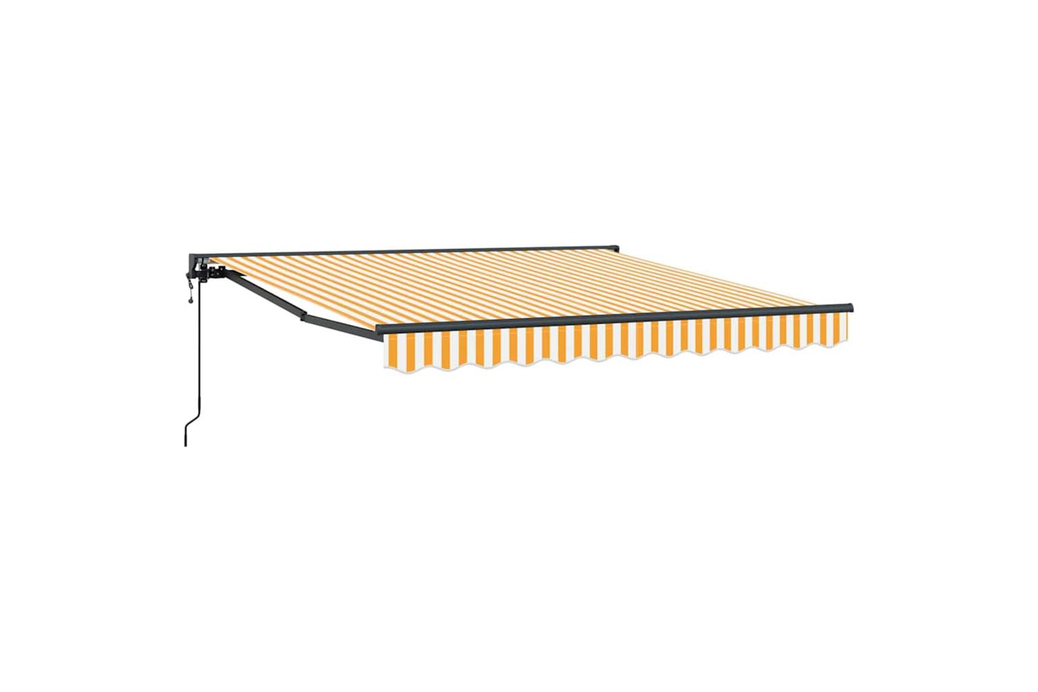 Vidaxl Retractable Awning Yellow And White 300x250 Cm Fabric-2