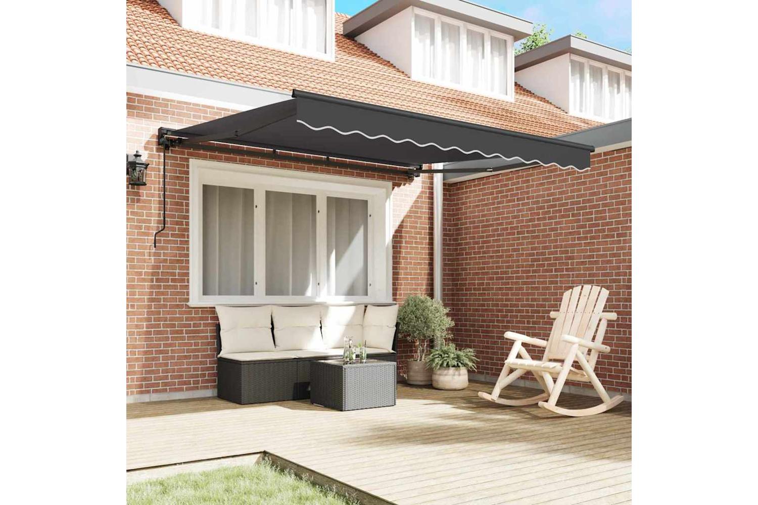 Vidaxl Retractable Awning Manual Anthracite 300x250 Cm Fabric-3