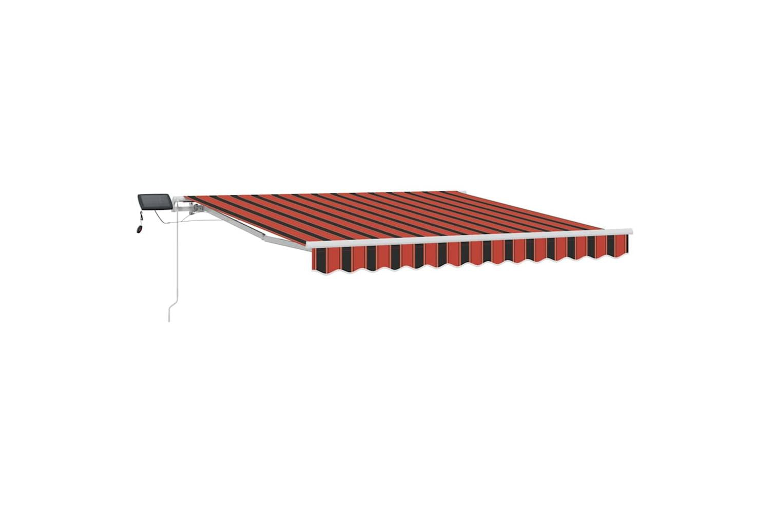 Vidaxl Retractable Awning With Orange And Brown 300 X 250 Cm Fabric