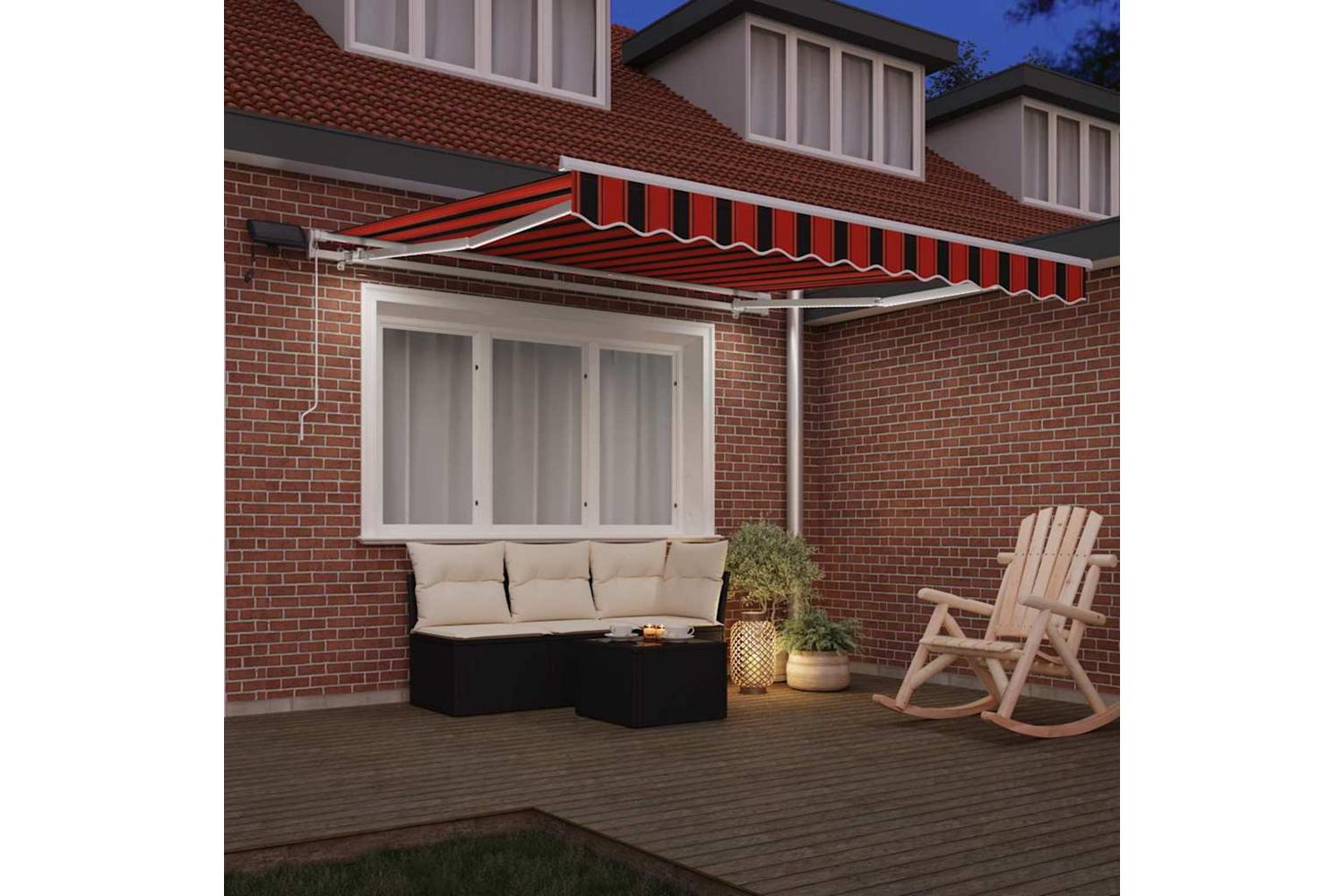 Vidaxl Retractable Awning With Orange And Brown 300 X 250 Cm Fabric-3
