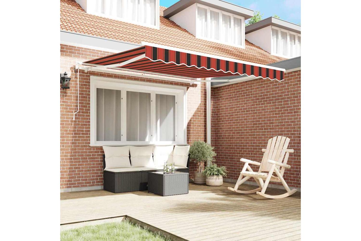 Vidaxl Retractable Awning 300 X 250 Cm Orange And Brown-3