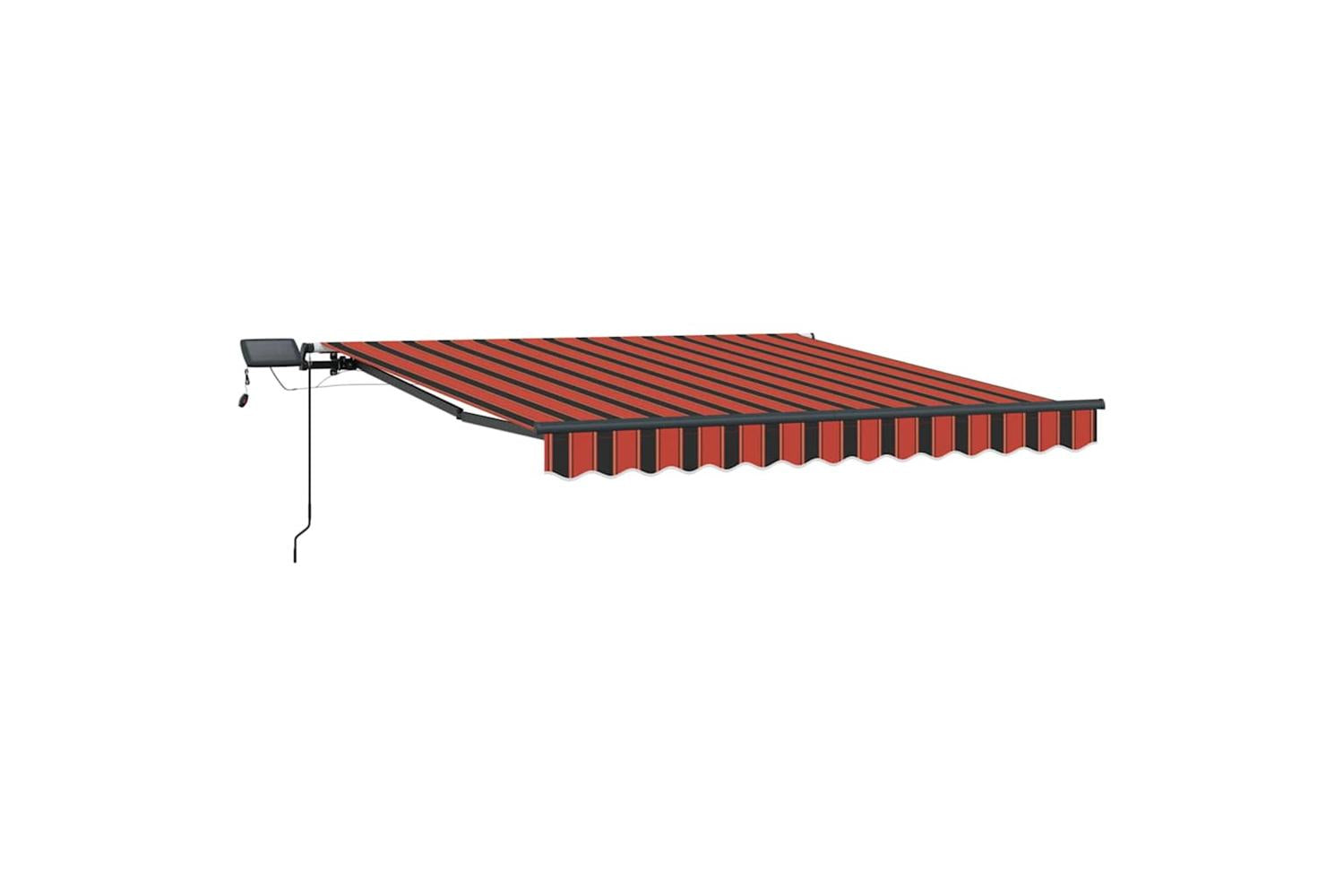Vidaxl Retractable Awning Manual Orange And Brown 300 X 250 Cm Fabric