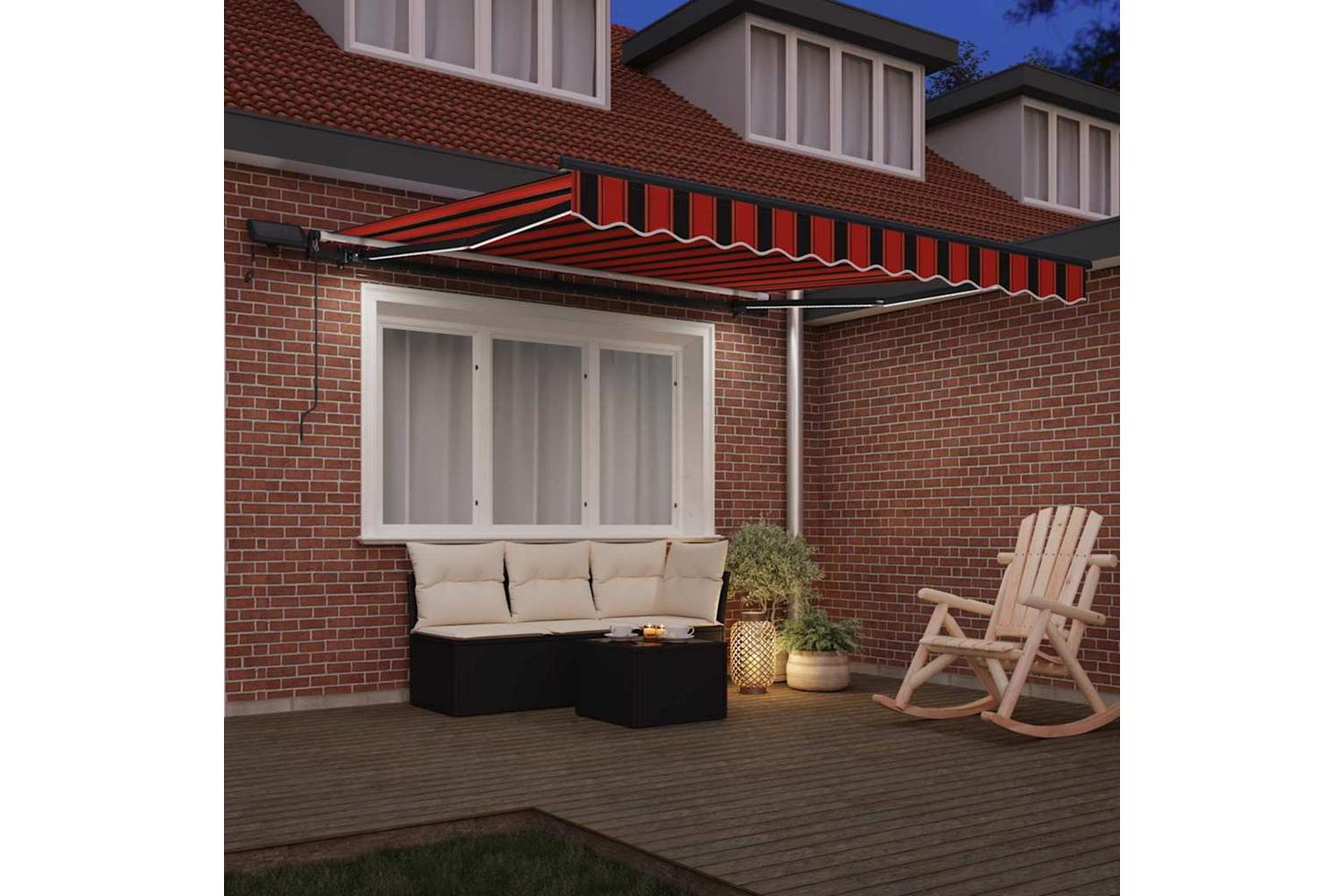Vidaxl Retractable Awning Manual Orange And Brown 300 X 250 Cm Fabric-3