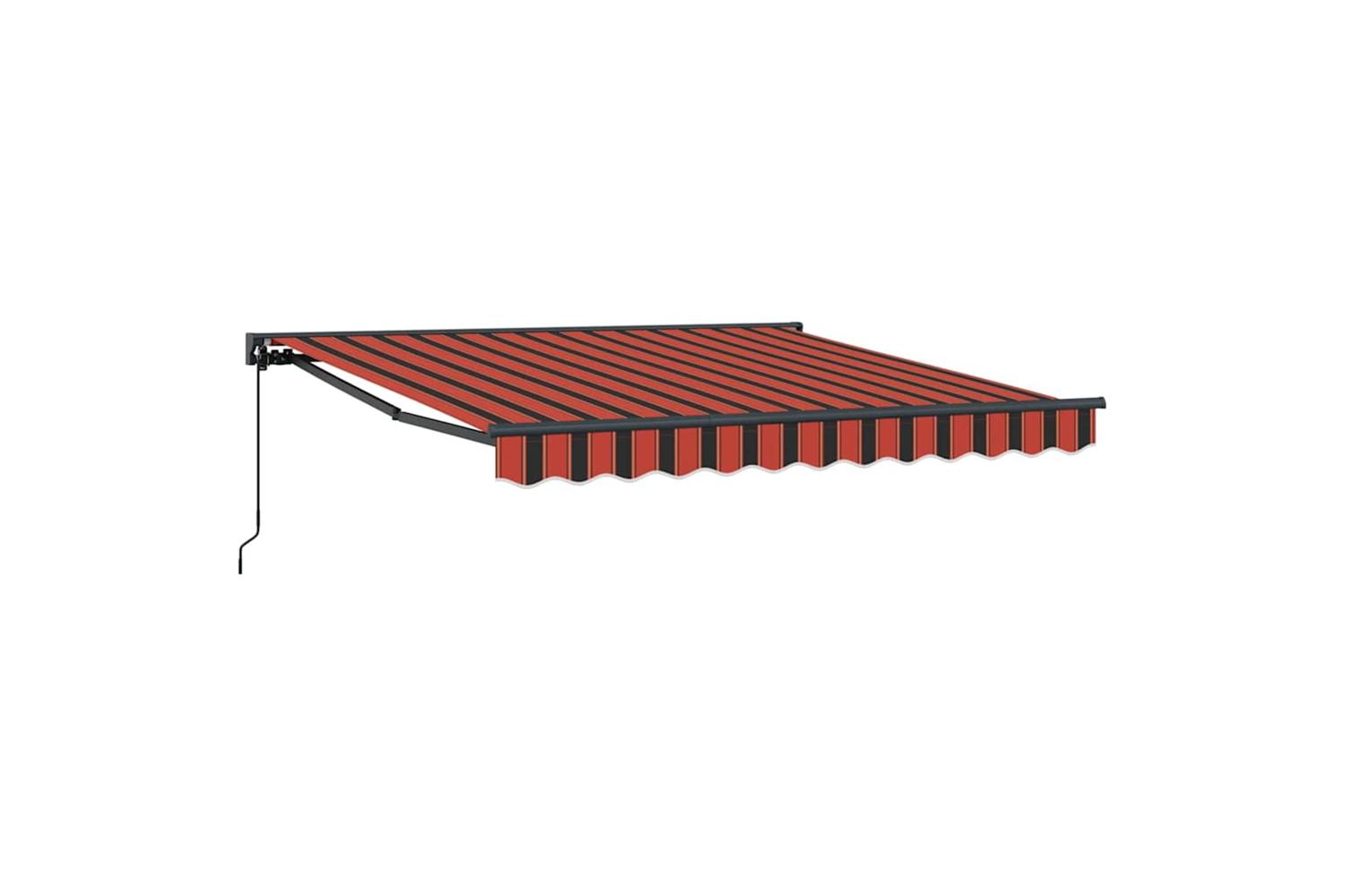 Vidaxl Retractable Awning Manual Orange And Brown 300x250 Cm Fabric