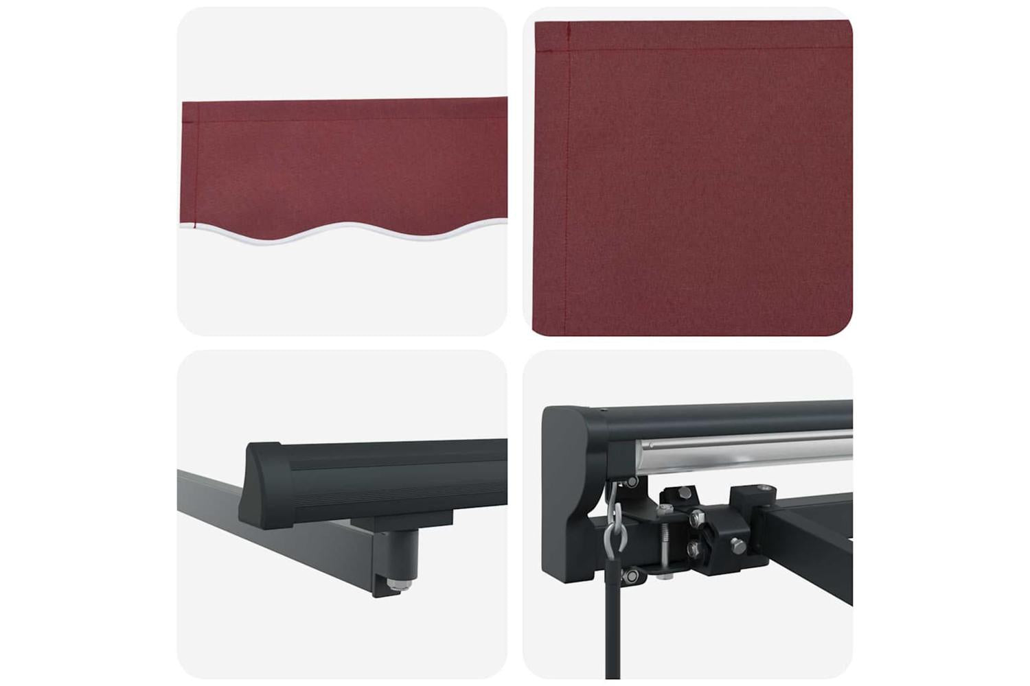 Vidaxl Retractable Awning Manual Burgundy Red 300x250 Cm Fabric-8