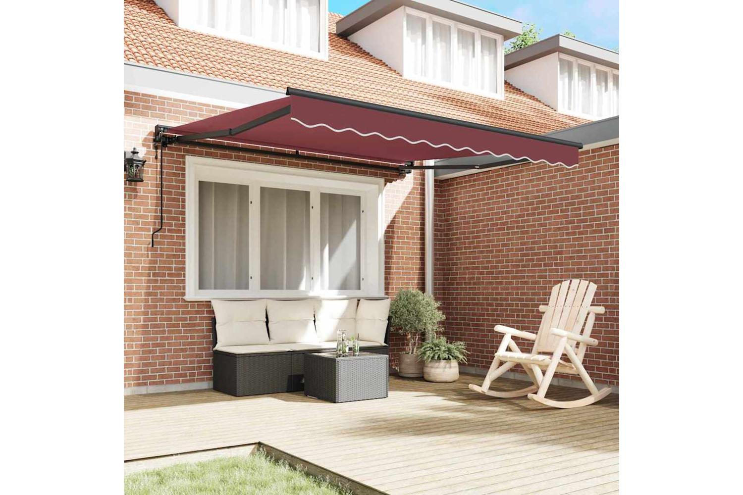 Vidaxl Retractable Awning Burgundy Red 300x250 Cm Fabric-3