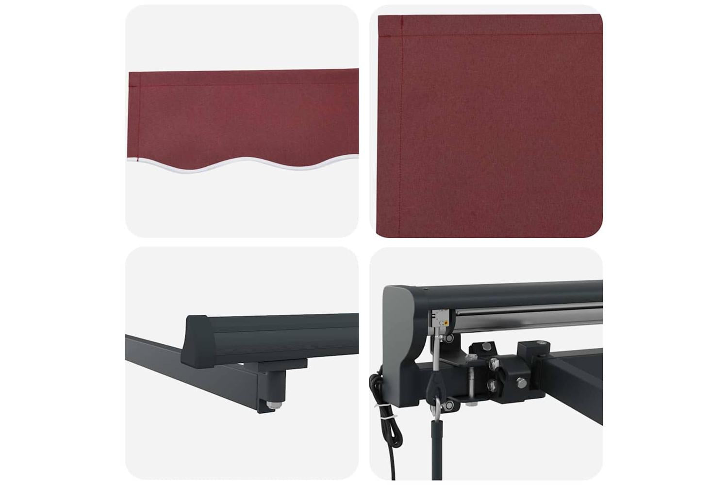 Vidaxl Retractable Awning Burgundy Red 300x250 Cm Fabric-8