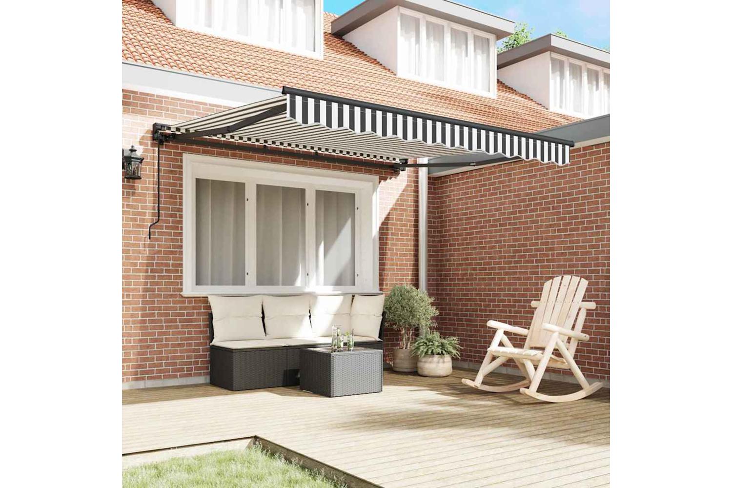 Vidaxl Retractable Awning Anthracite And White 300x250 Cm Fabric-3
