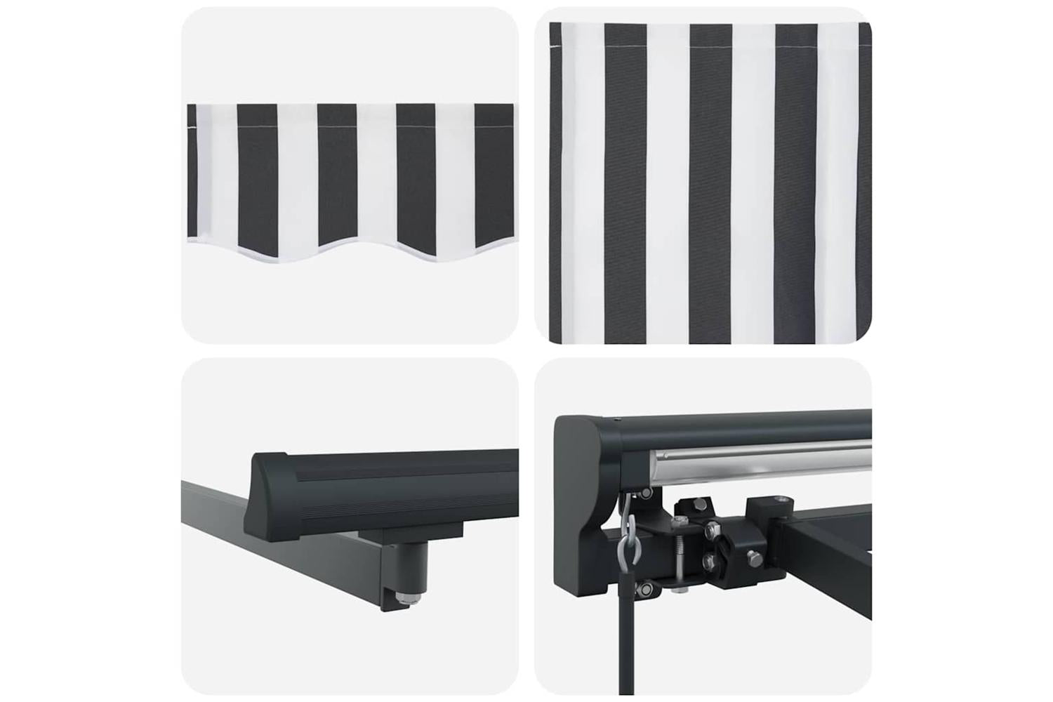 Vidaxl Retractable Awning Anthracite And White 300x250 Cm Fabric-8