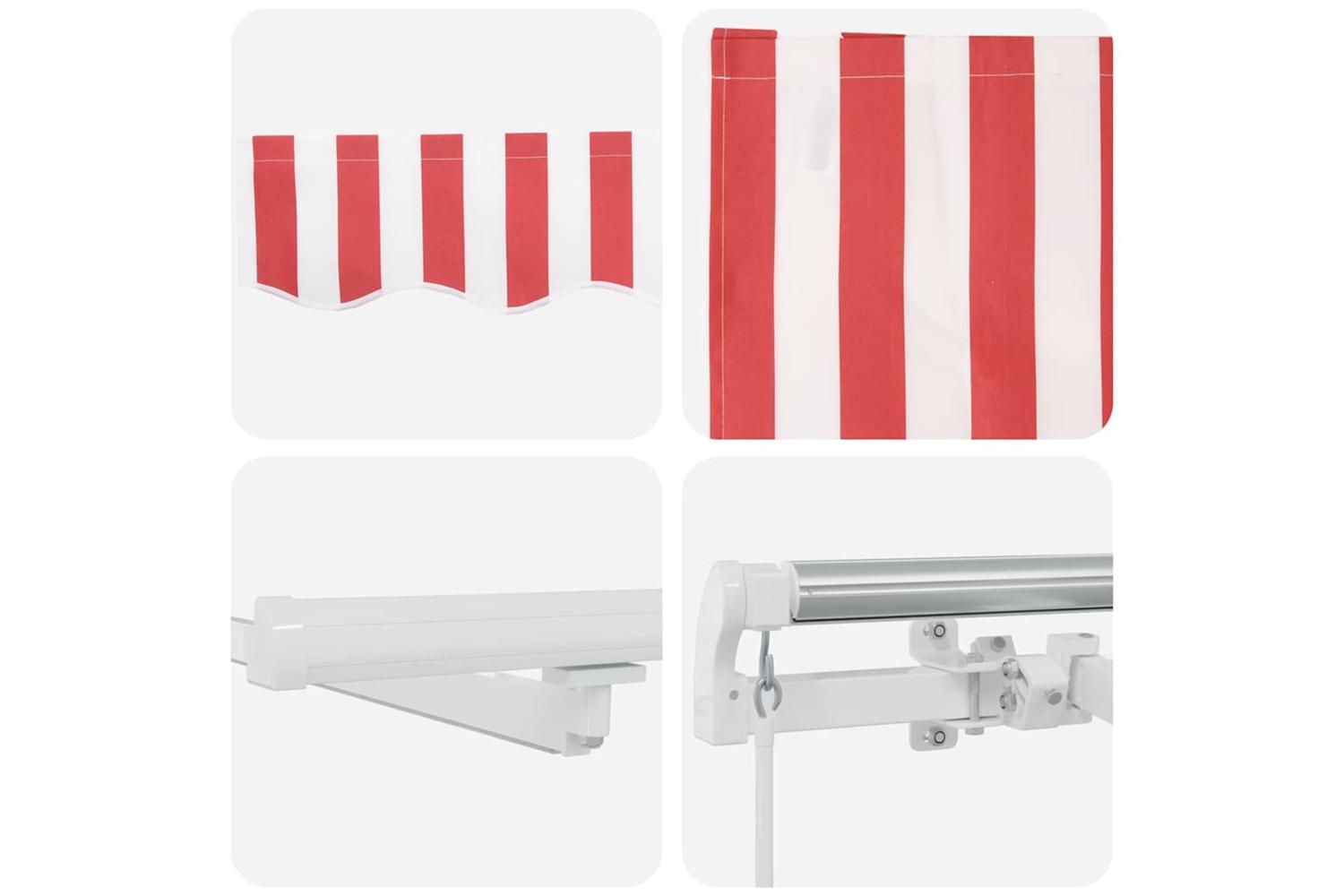 Vidaxl Retractable Awning With Red And White 300 X 250 Cm Fabric-10