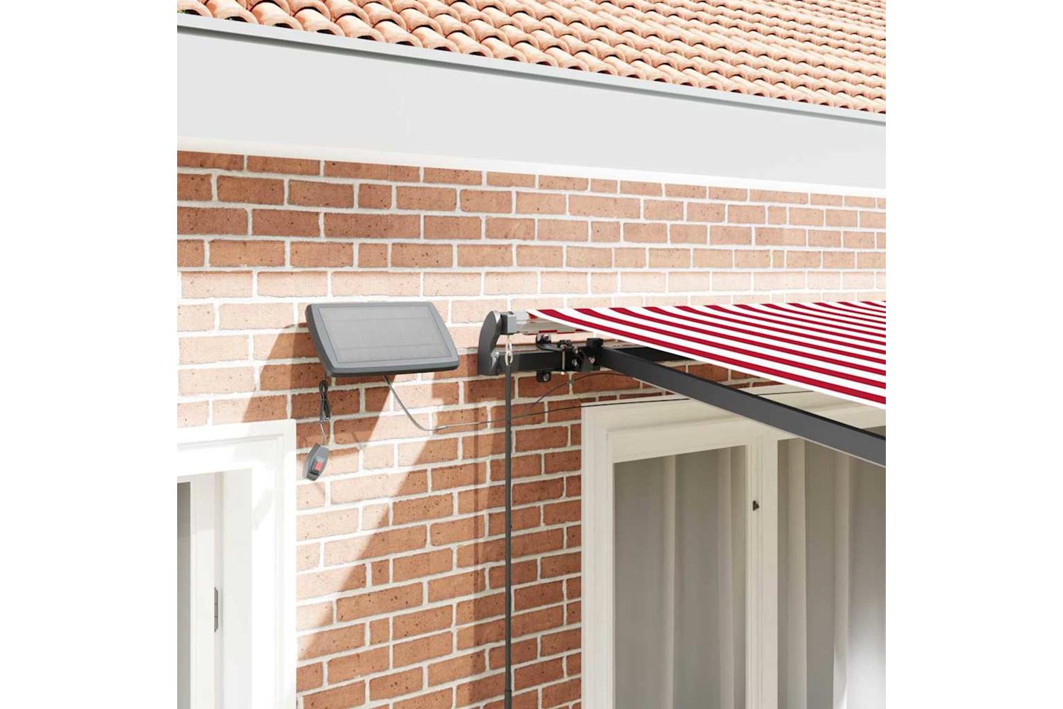 Vidaxl Retractable Awning Manual Red And White 300 X 250 Cm Fabric-4
