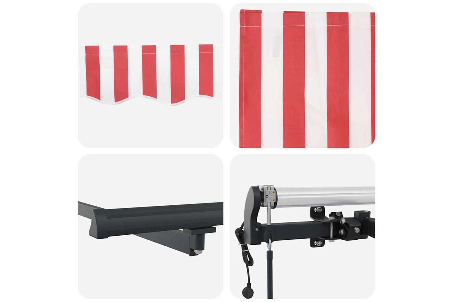Vidaxl Retractable Awning Red And White 300 X 250 Cm Fabric-8
